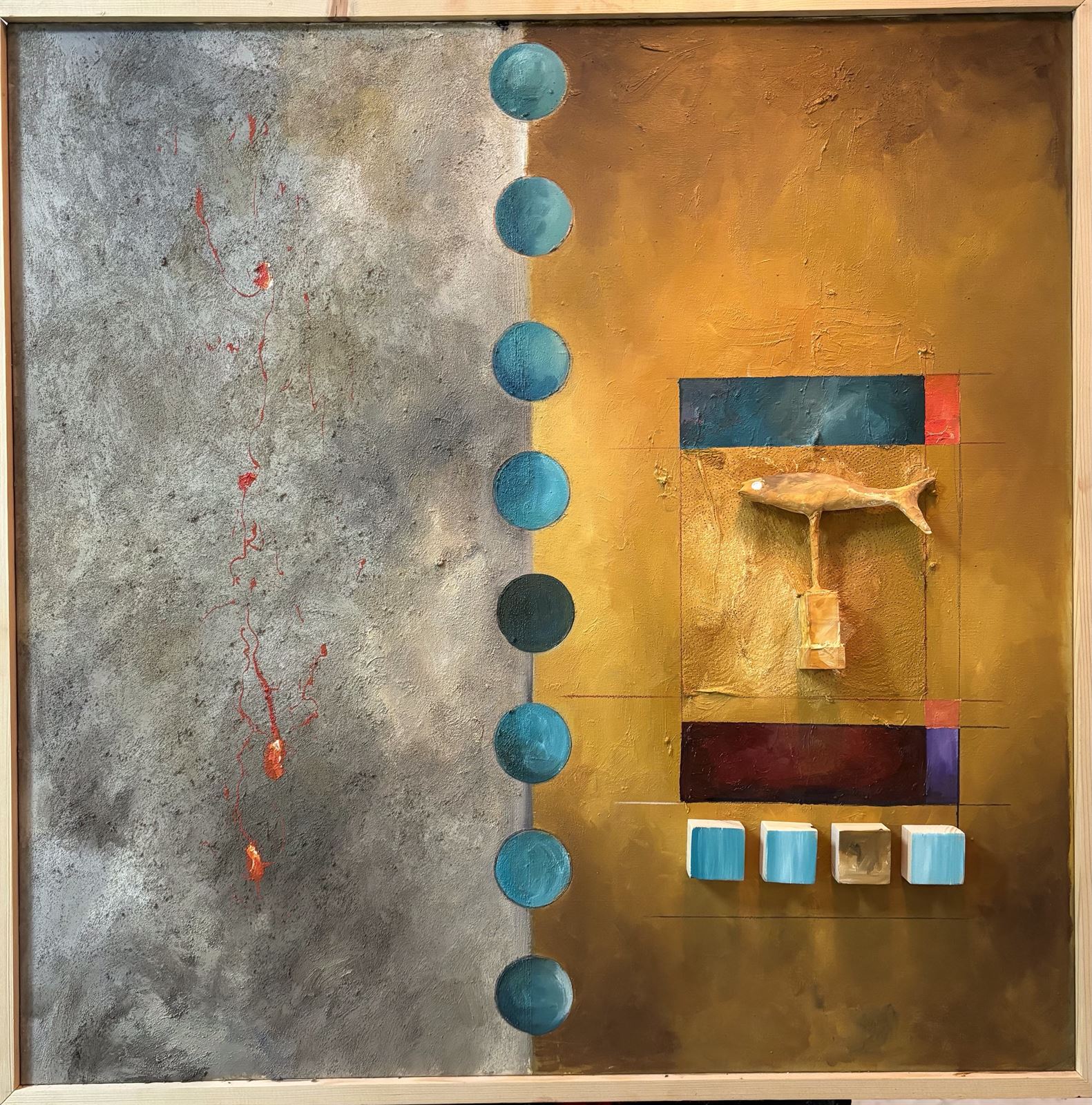 Composición con Peixe - Técnica mixta sobre lienzo (100x100) - Imagen 1