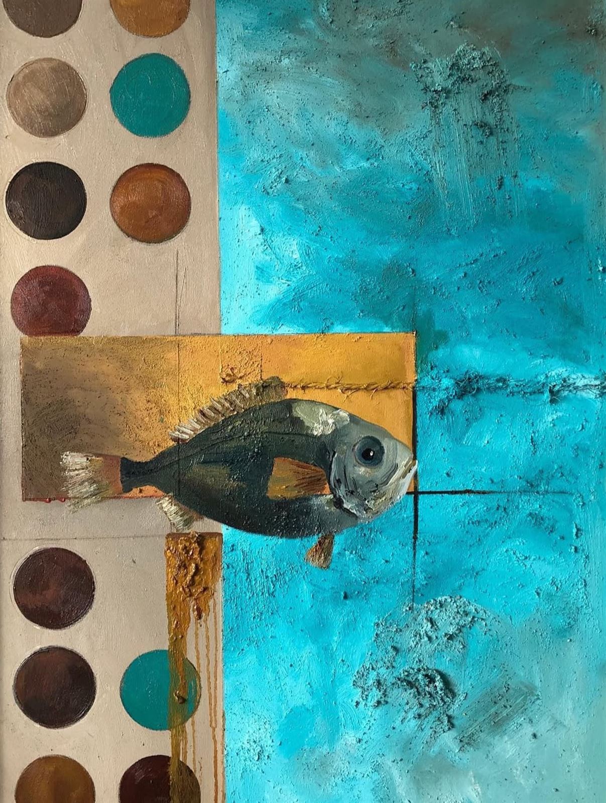 Peixe nº5 - Oleo y arena sobre lienzo (92x65) - Imagen 1
